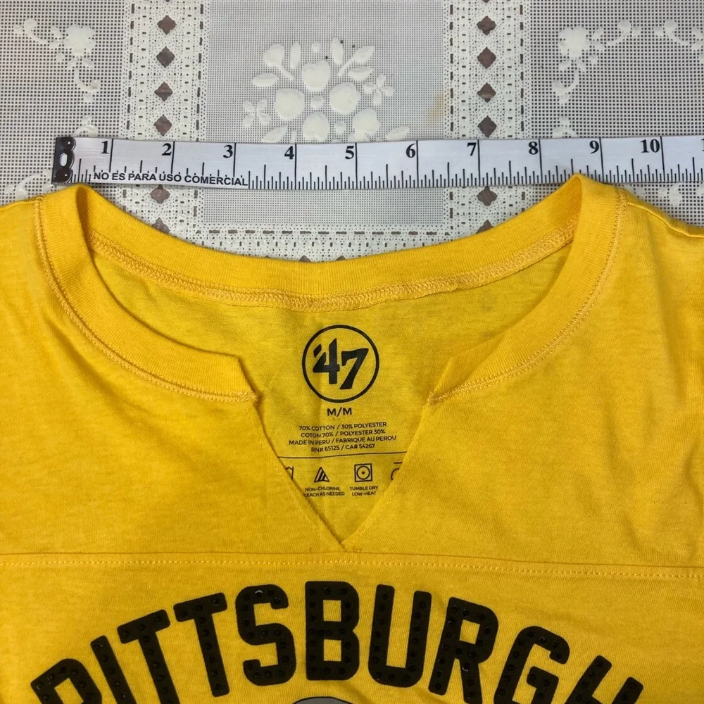 47  Yellow and Black Pittsburgh Steelers Short Sleeve Tee Size Medium - Picture 6 of 12